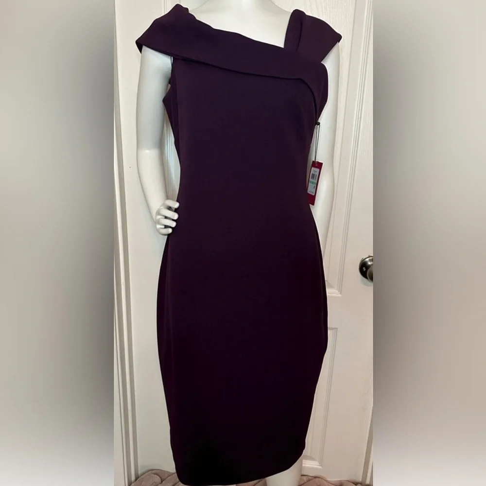 Vince Camuto Deep Purple Off the Shoulder Cocktail Dress - Picture 6 of 6